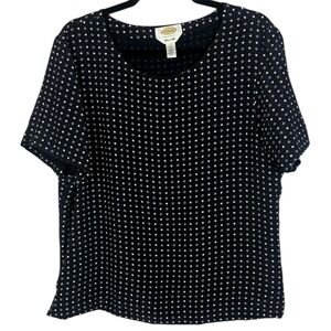 Vintage Talbots Classic Pure Silk Short Sleeve Geo Lined Blouse 16